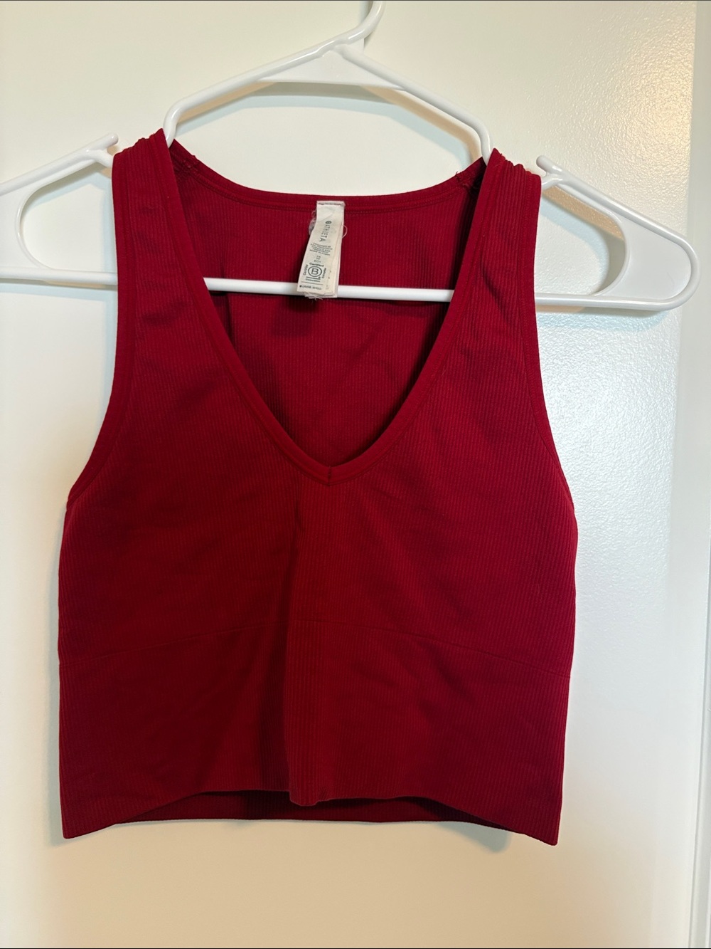 Athleta Ribbed V-Neck Crop Tank Top - Red #USA